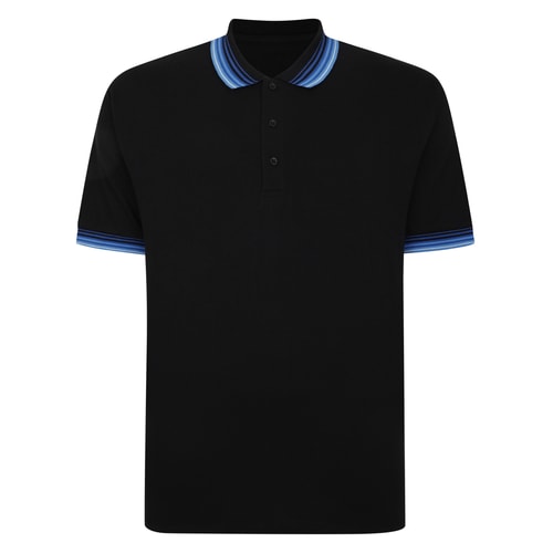 Bigdude Ombre Tipped Collar Polo Black